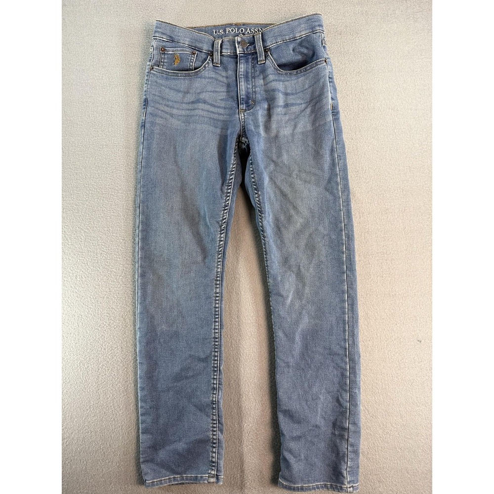 U.S. Polo Assn Jeans Mens 28x30 Light Wash Blue Slim Straight Denim Stretch